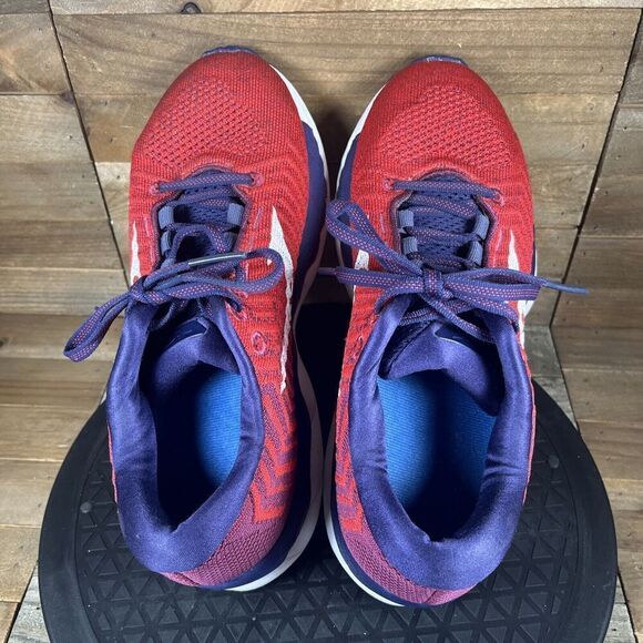 Mizuno Running Shoes Womens 8.5 Wave Sky Sneakers Red Knit Road Training Workout - Picture 5 of 10